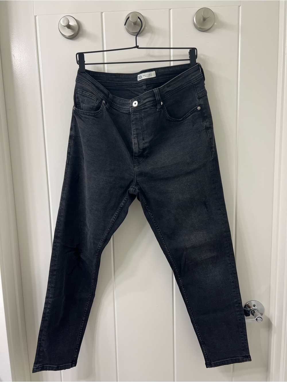Zara Men's Skinny Jeans - Black Wash Ripped Size 34 EUR 44